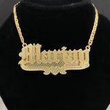 Love Heart Double Plate Personalized Name Necklace 18K Plated