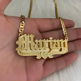 Love Heart Double Plate Personalized Name Necklace 18K Plated