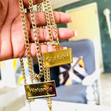 Double Thick Name Necklace Plated Carving Pendant Chain
