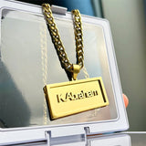 Double Thick Name Necklace Plated Carving Pendant Chain