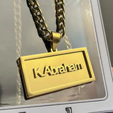 Double Thick Name Necklace Plated Carving Pendant Chain