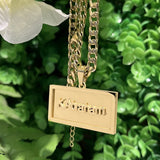 Double Thick Name Necklace Plated Carving Pendant Chain