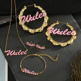 Colorful Name Necklace Drop Oil Personalized Stainless Steel Chain