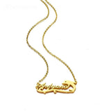 Personalized Dolphin Wave Necklace Stainless Steel Name Pendant