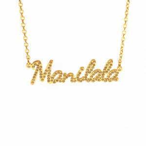 Crystal Nameplate Pendant Necklace Personalized Jewelry