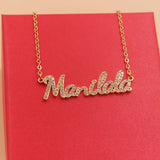 Crystal Nameplate Pendant Necklace Personalized Jewelry
