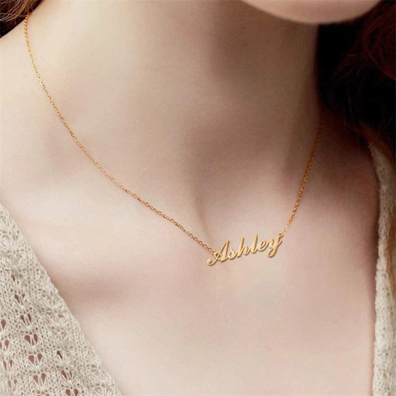 Name Necklace For Women Girl Font Nameplate Necklaces Stainless Steel Jewelry