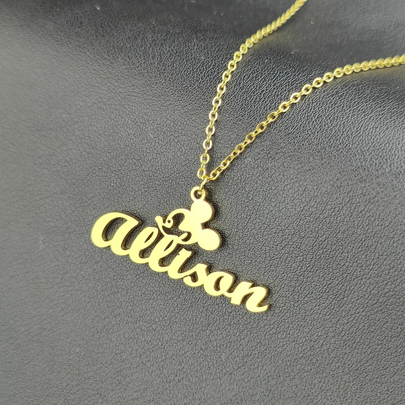 Mickey Cartoon Personalized Name Necklace for Women Kids