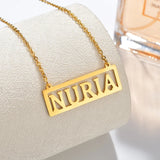 Personalized Stainless Steel Hollow Bar Pendant Necklace