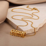 Custom Name Necklace - Stainless Steel Chain - 3D Nameplate Pendant