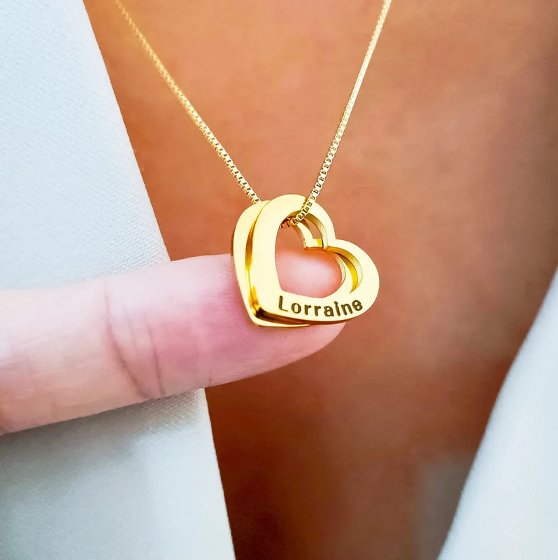 Heart Carving Pendant Name Necklace for Women