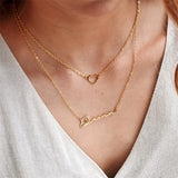 Heart Name Necklace Choker Double Chain Pendant Jewelry for Women