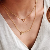 Heart Name Necklace Choker Double Chain Pendant Jewelry for Women