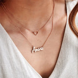 Heart Name Necklace Choker Double Chain Pendant Jewelry for Women