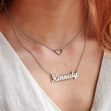 Heart Name Necklace Choker Double Chain Pendant Jewelry for Women