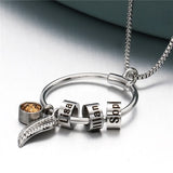 Personalized Linda Circle Pendant Necklace with Birthstone