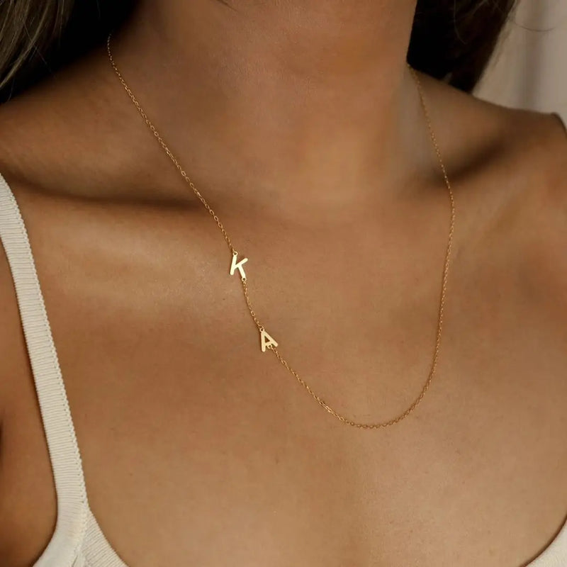Personalised Initial Necklace Stainless Steel Name Plate Pendant Necklace