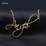 Personalized Name Necklace Cursive Handwriting Stainless Steel Chain