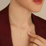 Personalized Stainless Steel Nameplate Necklace with Heart Crown Pendant