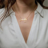 Personalized Stainless Steel Nameplate Necklace with Heart Crown Pendant
