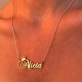 Crown Pendant Name Necklace for Women
