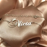 Crown Pendant Name Necklace for Women
