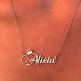 Crown Pendant Name Necklace for Women