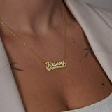 Heart Pendant Name Necklace Stainless Steel Letters Choker Necklace
