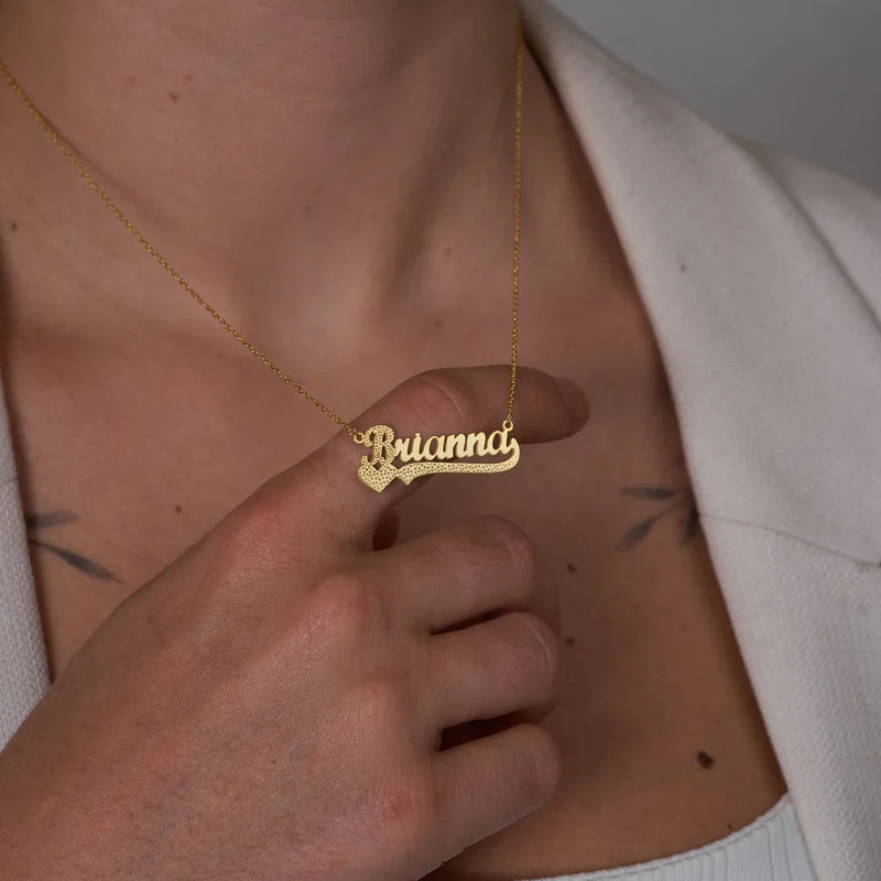 Heart Pendant Name Necklace Stainless Steel Letters Choker Necklace