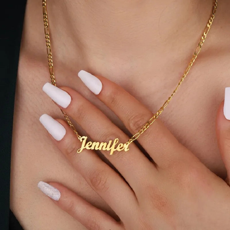 Name Necklace Stainless Steel Chain Personalized Choker Pendant