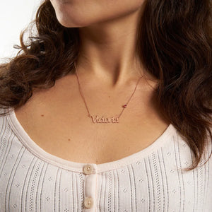 Personalized Name Necklace with Birthstone Pendant for Women