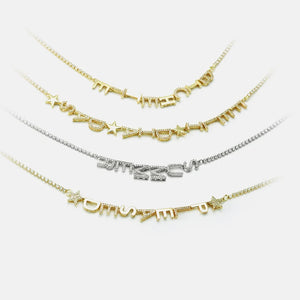 Star Letter Crystal Diamond Name Necklace Multiple Letters Chain Gift