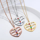 Family Names Necklace with Birthstone Heart Pendant