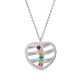Family Names Necklace with Birthstone Heart Pendant