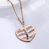 Family Names Necklace with Birthstone Heart Pendant