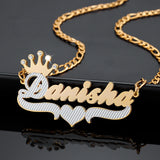 Crown Name Necklace 18K Double Plated Two-Tone Stainless Steel Jewelry