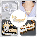 Crown Name Necklace 18K Double Plated Two-Tone Stainless Steel Jewelry
