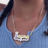 Crown Name Necklace 18K Double Plated Two-Tone Stainless Steel Jewelry