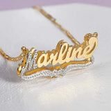 Personalized Heart Chain Name Necklace Stainless Steel 3D Jewelry for Women