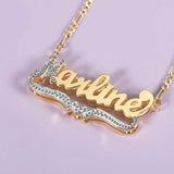 Personalized Heart Chain Name Necklace Stainless Steel 3D Jewelry for Women