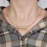 Personalized Heart Chain Name Necklace Stainless Steel 3D Jewelry for Women