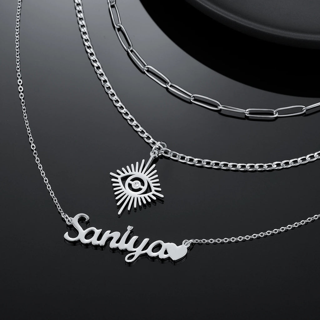 Vintage Angel Eyes Nameplate Necklace for Women
