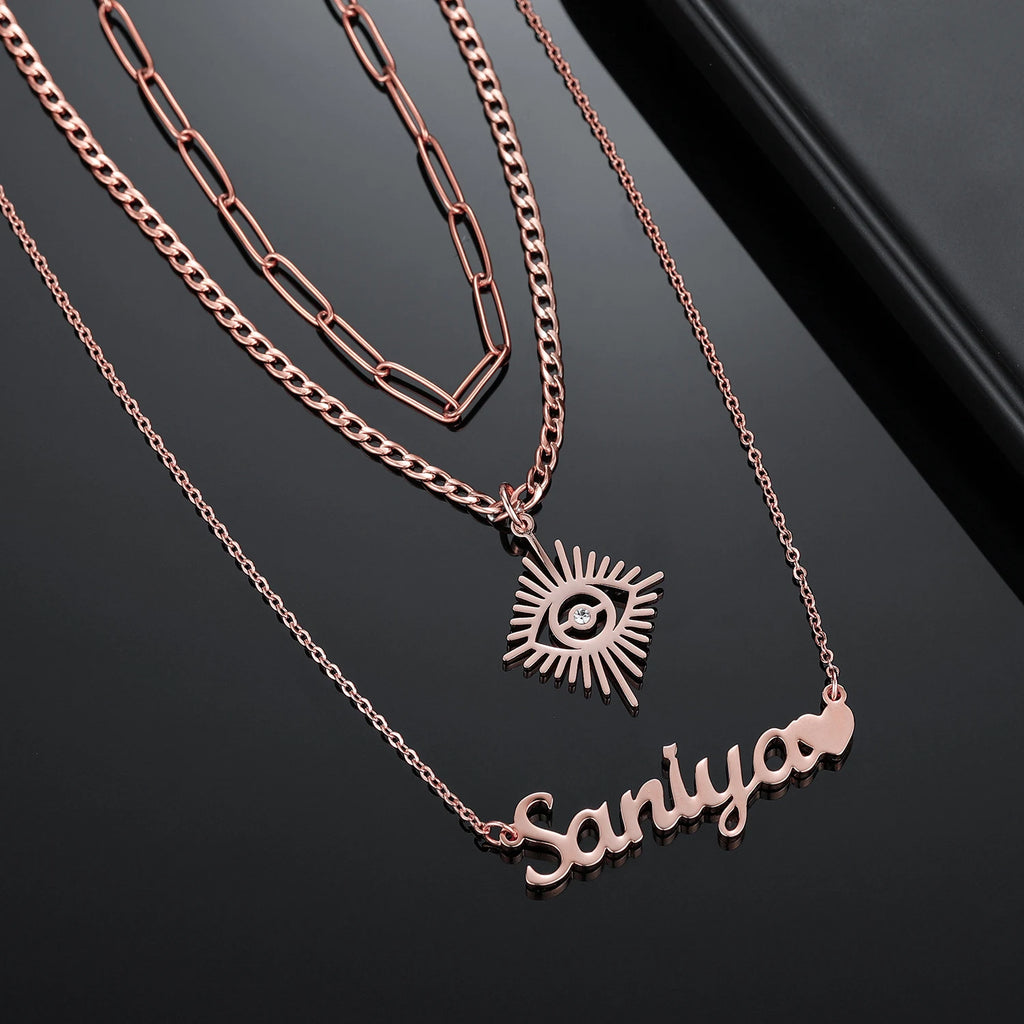 Vintage Angel Eyes Nameplate Necklace for Women