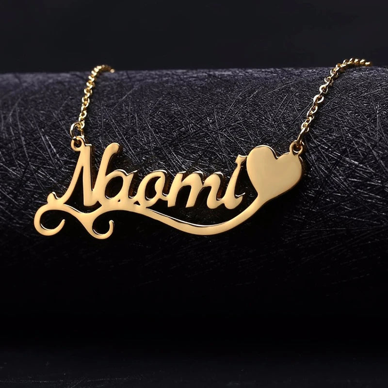 Heart Symbol Name Necklace Stainless Steel Nameplate Gift for Women