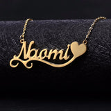 Heart Symbol Name Necklace Stainless Steel Nameplate Gift for Women