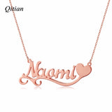 Heart Symbol Name Necklace Stainless Steel Nameplate Gift for Women