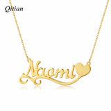 Heart Symbol Name Necklace Stainless Steel Nameplate Gift for Women