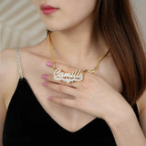 Personalized Stainless Steel Heart Name Necklace with Snake Chain