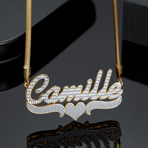 Personalized Stainless Steel Heart Name Necklace with Snake Chain