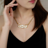 Personalized Stainless Steel Heart Name Necklace with Snake Chain